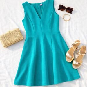 Lilly Pulitzer Brielle Teal Ribbed Fit & Flare Dress Sz M